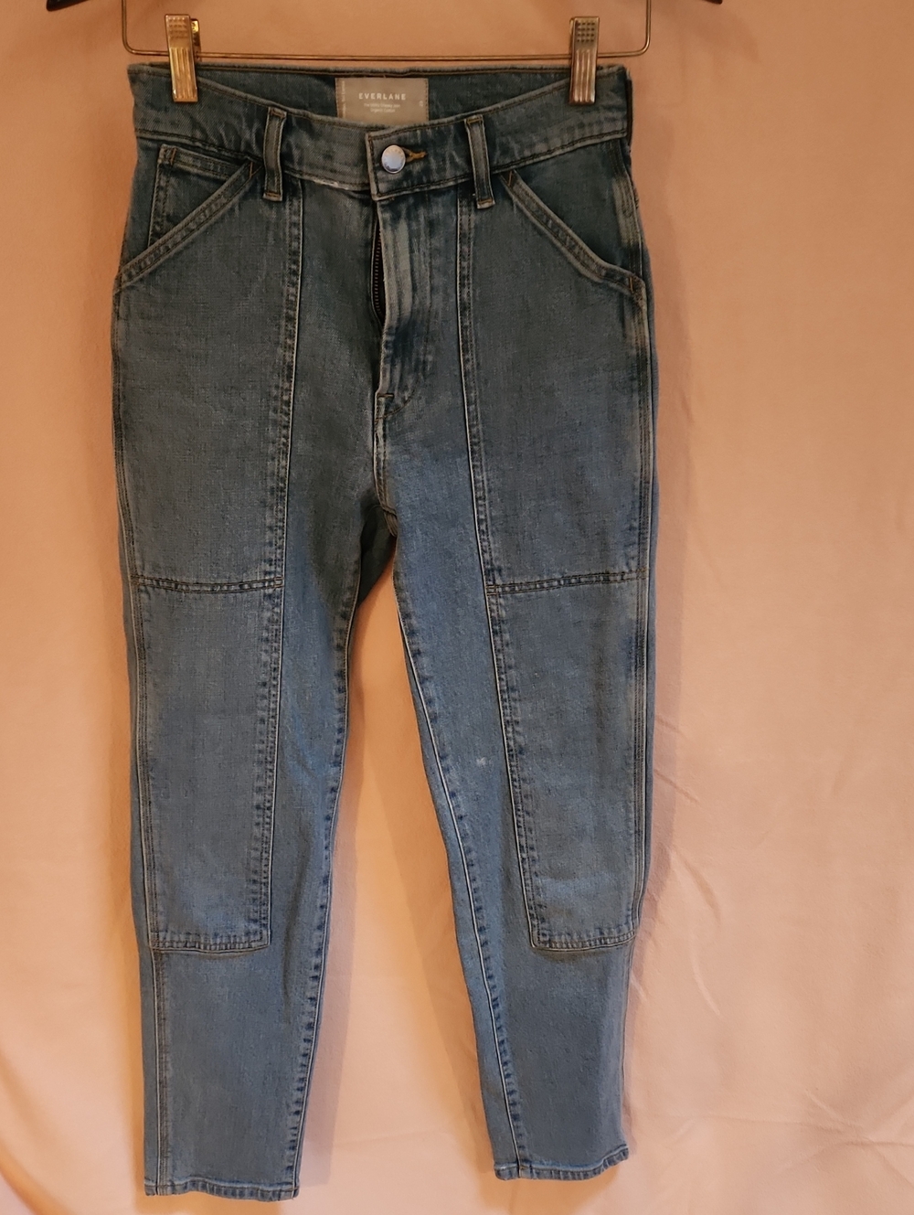 Everlane Mid Wash High-Rise Patch Jeans